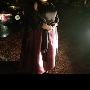 Black and burgundy plus size dress